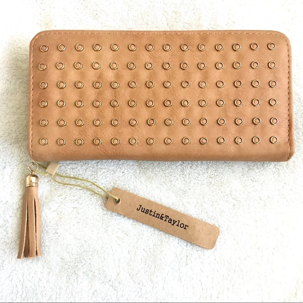 JUSTIN & TAYLOR studded tassel wallet